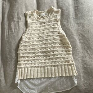 Veronica Beard Sadie Knit Vest. Size XS . Beige and white .